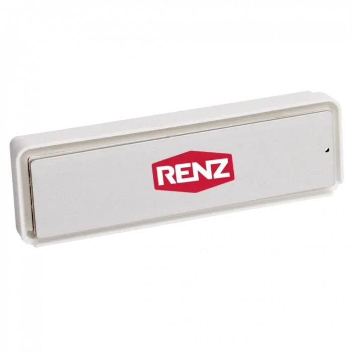 RENZ RSA2 Namensschild aus ALU oder Edelstahl - Frontansicht, mit Montagegehäuse